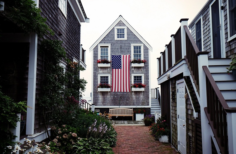 Patriotic Cocktails House with a Flag on It