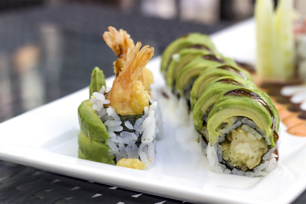 New Restaurants in Ladera Ranch to Try Close Up of a Sushi Roll on a White Plate